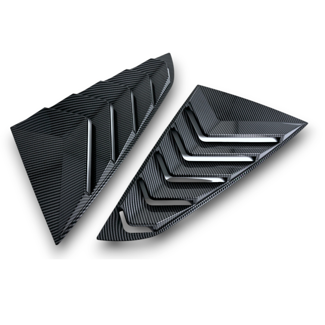 Sport Quarter Window Louvers for 2024+ Mustang Fastback by JSD, Carbon Fiber Look