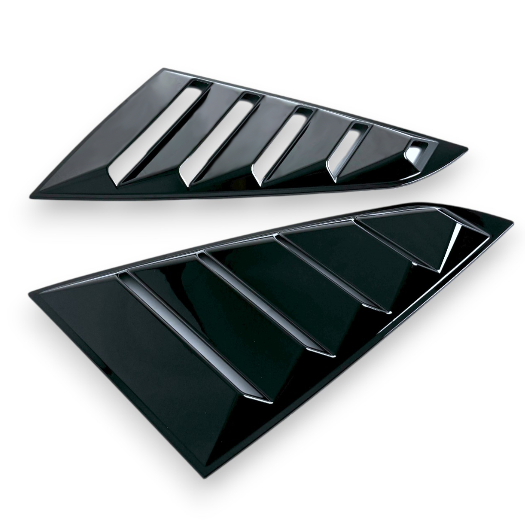 JSD Vintage Quarter Window Louvers for 2015-2023 Mustang Fastback; Gloss Black