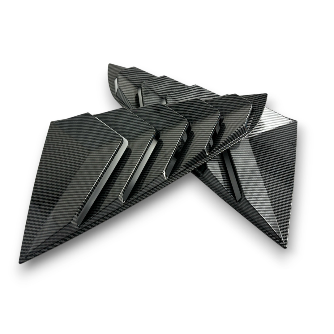 Sport Quarter Window Louvers for 2024+ Mustang Fastback by JSD, Carbon Fiber Look