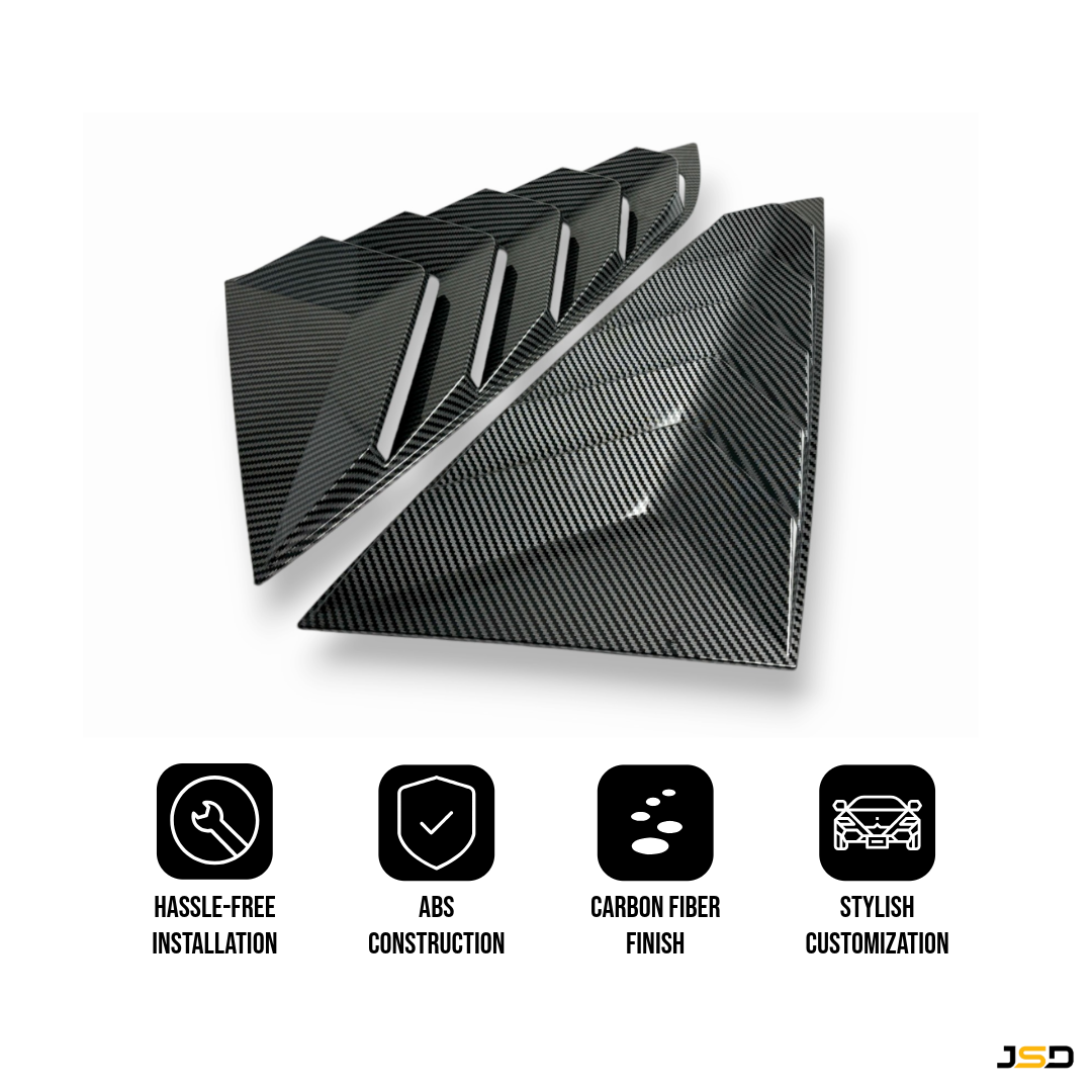 Sport Quarter Window Louvers for 2024+ Mustang Fastback by JSD, Carbon Fiber Look