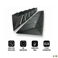 Sport Quarter Window Louvers for 2024+ Mustang Fastback by JSD, Carbon Fiber Look