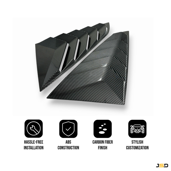 Sport Quarter Window Louvers for 2024+ Mustang Fastback by JSD, Carbon Fiber Look