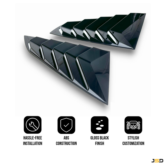 JSD Sport Quarter Window Louvers for 15-23 Mustang Fastback; Gloss Black