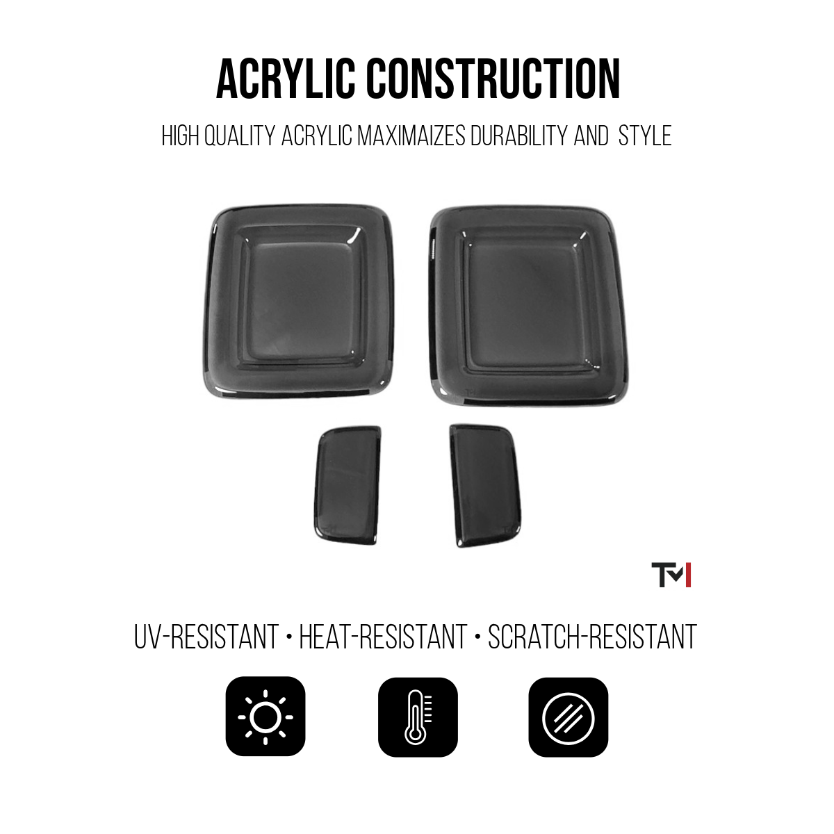Smoked Tail Light Covers for 2018-2024 Jeep Wrangler JL (Halogen Tail Lights)