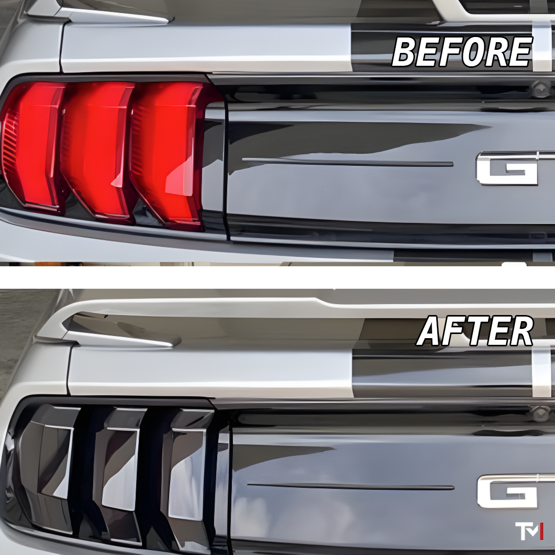 Smoked Polycarbonate Tail Light Covers for 2018-2023 Ford Mustang By Tint My Light