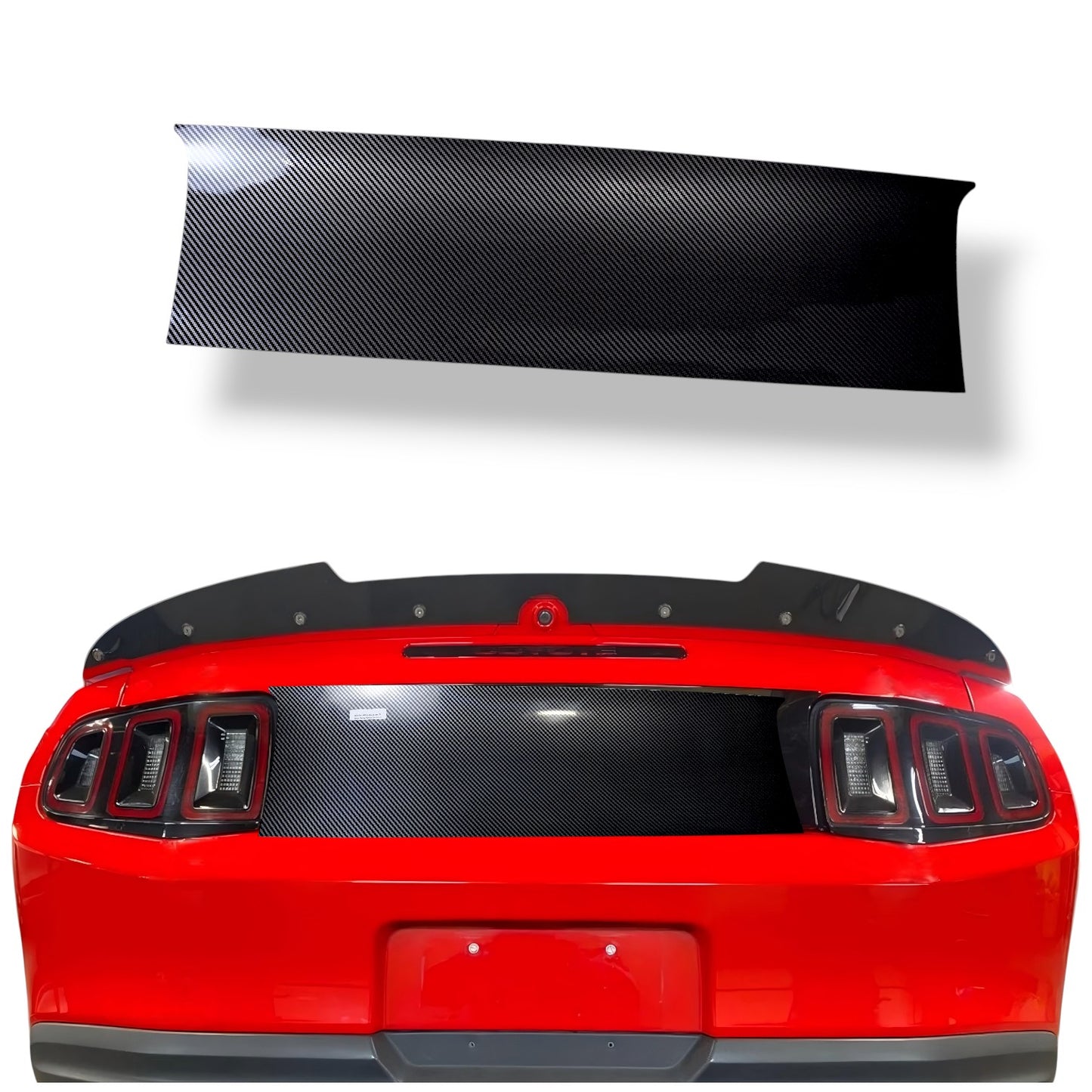 JSD Decklid Blackout Panel without Hole for 2010-2014 Ford Mustang, Carbon Fiber Style
