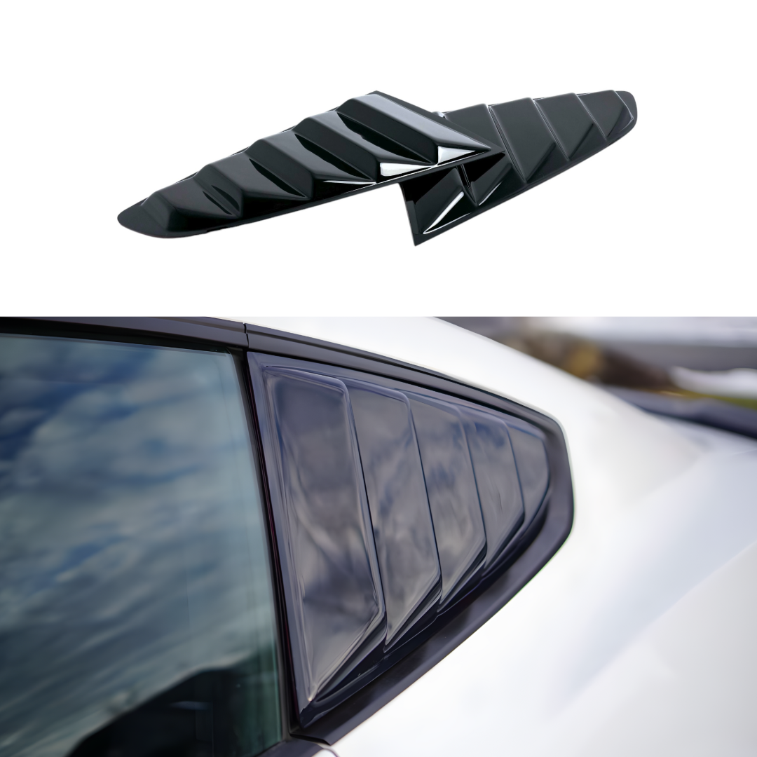 JSD Acrylic Quarter Window Louvers for Mustang 2015-2023 Fastback, Gloss Black