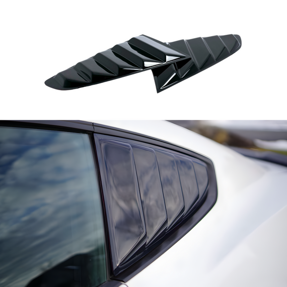 JSD Acrylic Quarter Window Louvers for Mustang 2015-2023 Fastback, Gloss Black