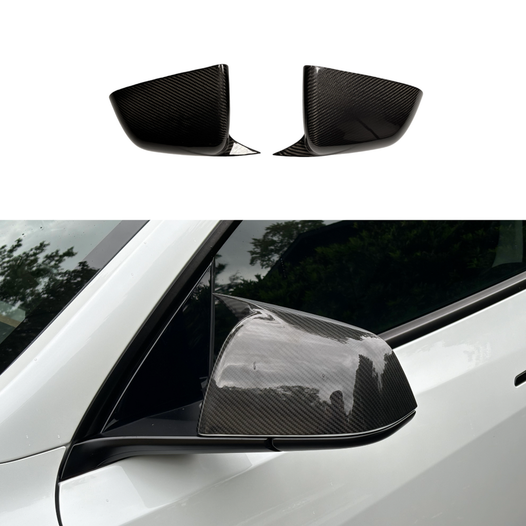 JSD Space Carbon Fiber Side Mirror Cover for Tesla Model Y 2017 - 2024, Rearview Mirror Cover, Gloss Black