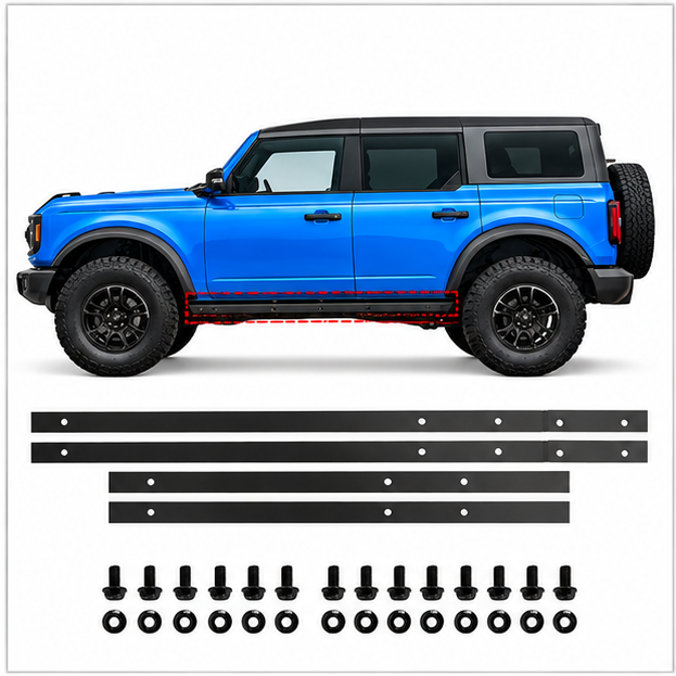JSD Side Skirt Pinch Weld Covers for Ford Bronco 4-Door, Rocker Panel Guards