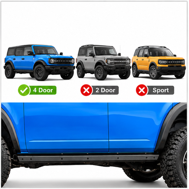 JSD Side Skirt Pinch Weld Covers for Ford Bronco 4-Door, Rocker Panel Guards