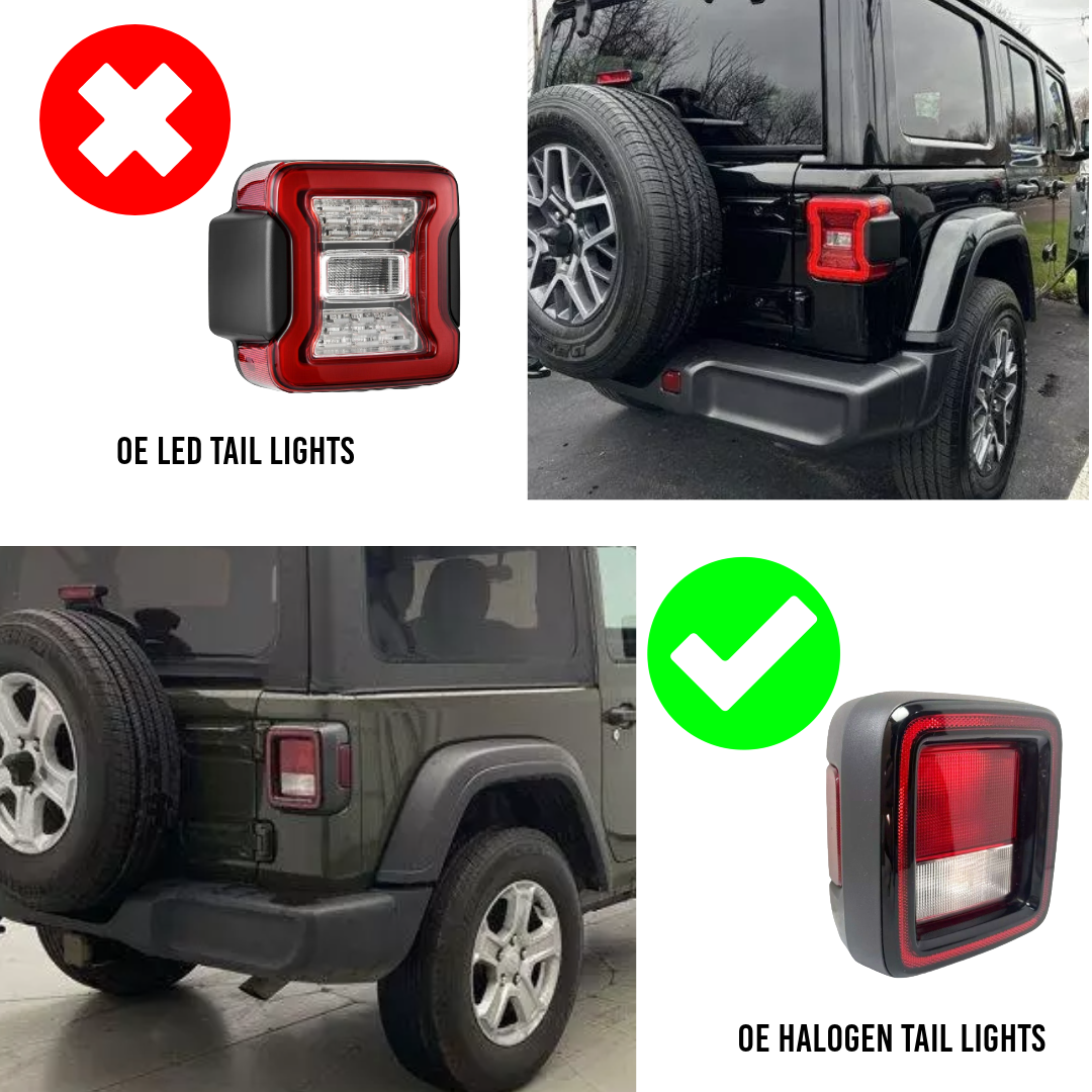 Smoked Tail Light Covers for 2018-2024 Jeep Wrangler JL (Halogen Tail Lights)
