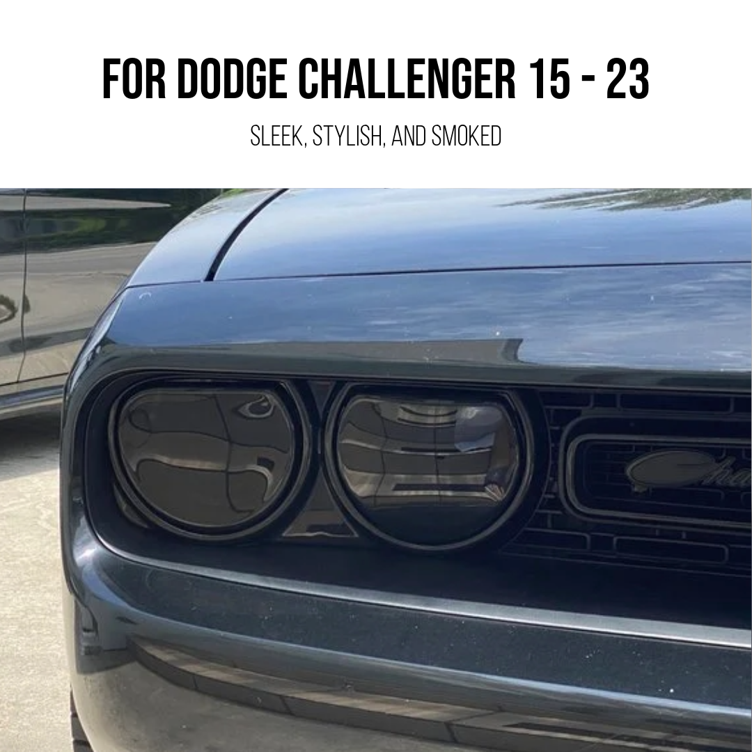 Smoked Headlight Covers for 2015-2023 Dodge Challenger By Tint My Light