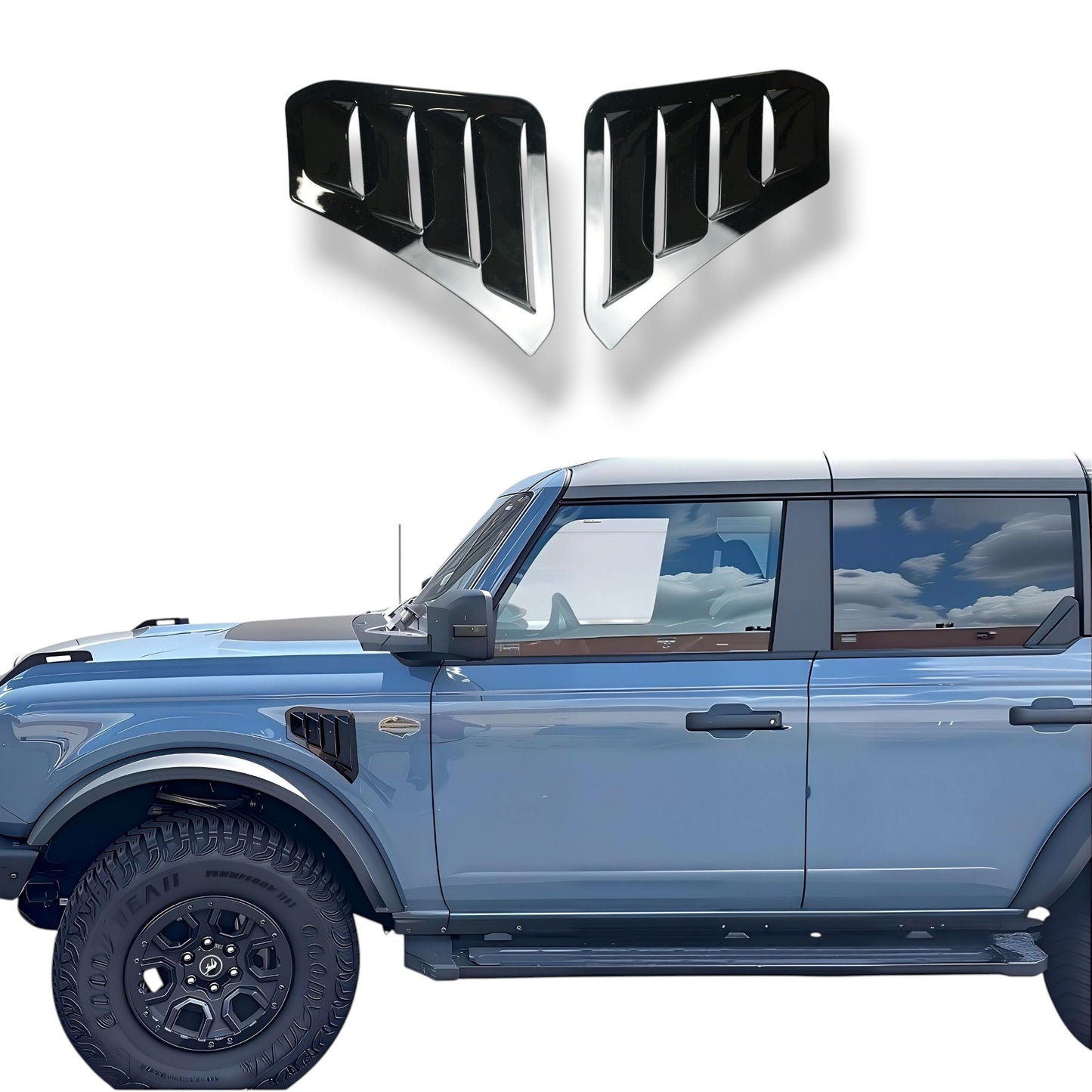 JSD Space Bronco Front Side Fender Vents Trim Compatible with Ford Bronco 2021-Present Black Exterior Accessories 2pcs