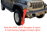 Tint My Light Smoked Acrylic Turn Signal Light Covers for 2018-2025 Jeep Wrangler JL Sport &2020-2525 Jeep Gladiator JT Sport (6 inch Factory halogen lights)